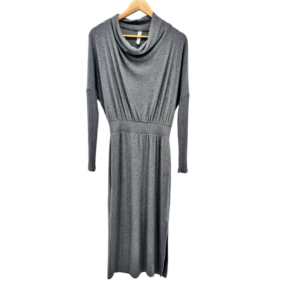 Anthropologie Daily Practice Small Draped Cowl Neck Gray Maxi Dress | Size Small
